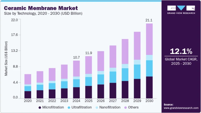 Ceramic Membrane Market Size, Share & Trends Analysis growing at a CAGR of 12.1% from 2025 to 2030