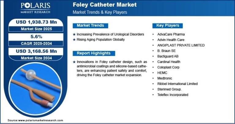 Foley Catheter Market Forecast to Reach USD 3,168.56 Million by 2034, Advancing at a CAGR of 5.6%