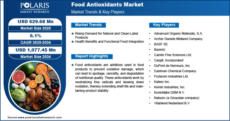 Food Antioxidants Market Projected to Reach USD 1,077.45 Million by 2034 | Growing at a CAGR of 6.1%          Ask ChatGPT