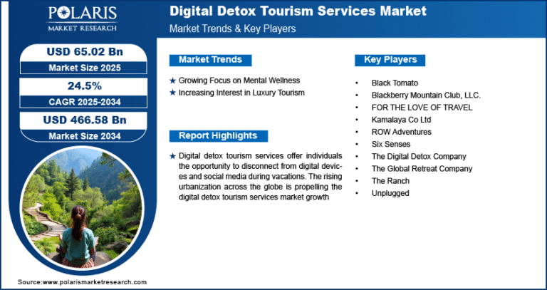 Digital Detox Tourism Services Market Estimated to Hit USD 466.58 Billion by 2034 | CAGR of 24.5%