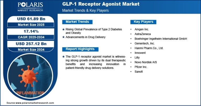 GLP-1 Receptor Agonist Market Projected to Reach USD 257.12 Billion by 2034 | Growing at a CAGR of 17.14%