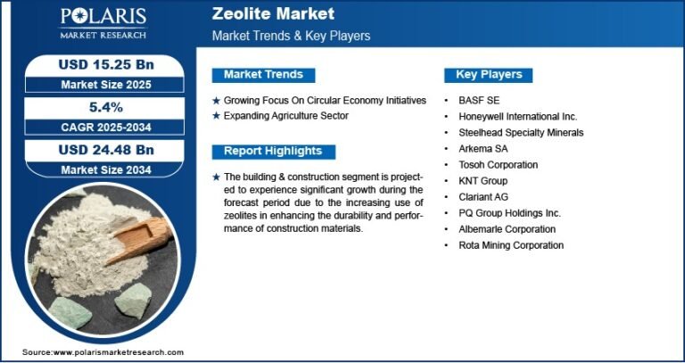 Zeolite Market Forecast to Hit USD 24.48 Billion by 2034, Growing at a CAGR of 5.4%