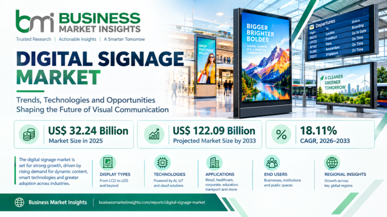 Digital Signage Market to Reach US$ 56.61 Billion by 2033 at 8.9% CAGR