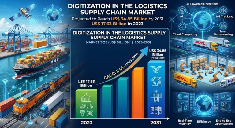 Digitization in the Logistics Supply Chain Market to Grow at CAGR of 8.9% in 2023–2031