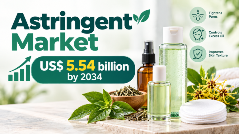 Astringent Market to Reach US$ 5.54 Billion by 2034, Driven by Steady Growth in Skincare Demand