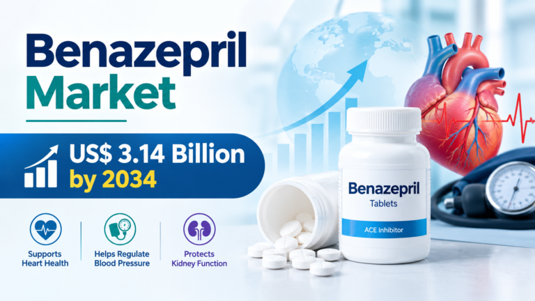 Benazepril Market to Reach US$ 3.14 Billion by 2034, Driven by 8.35% CAGR