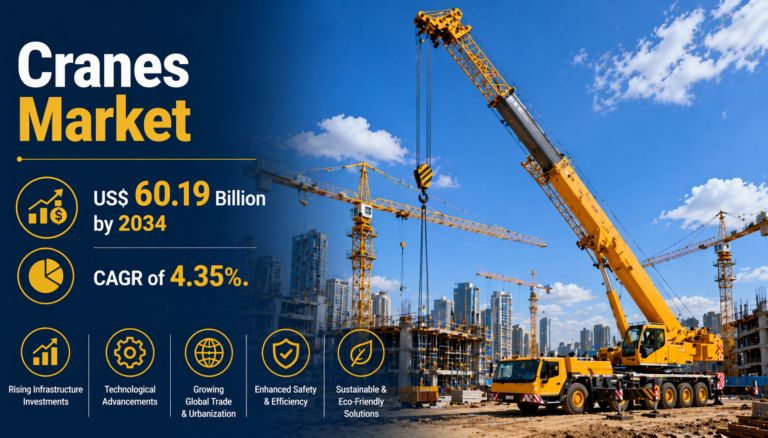 Global Cranes Market Size to Reach USD 60.19 Billion by 2034, Growing at a CAGR of 4.35%